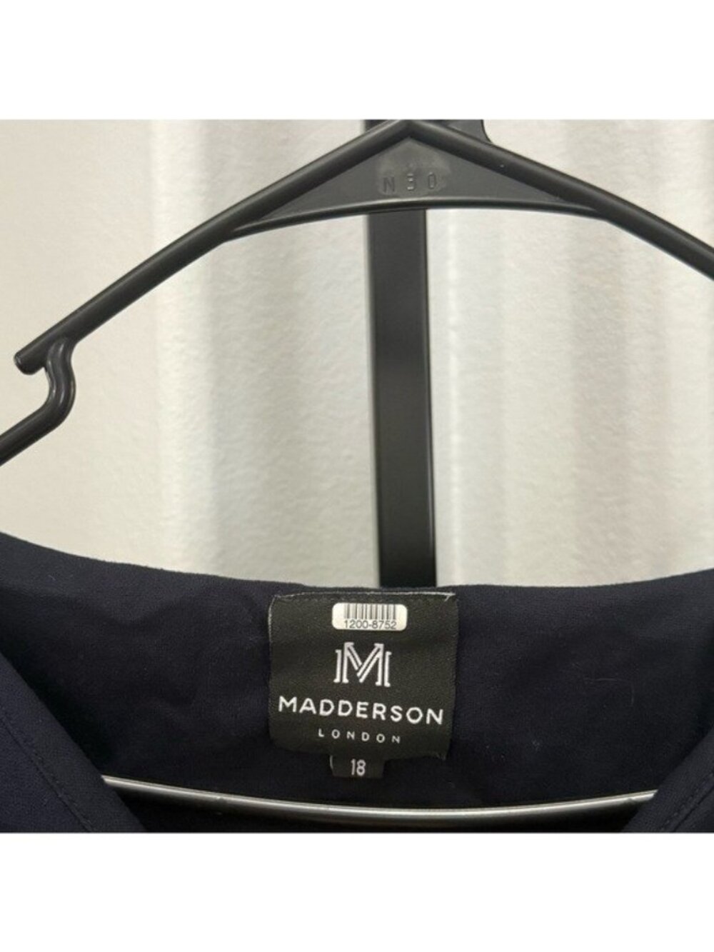 Madderson London Navy Blue Maternity Dress Boat Neckline Mod Print Shift 60s 18 - Picture 4 of 5